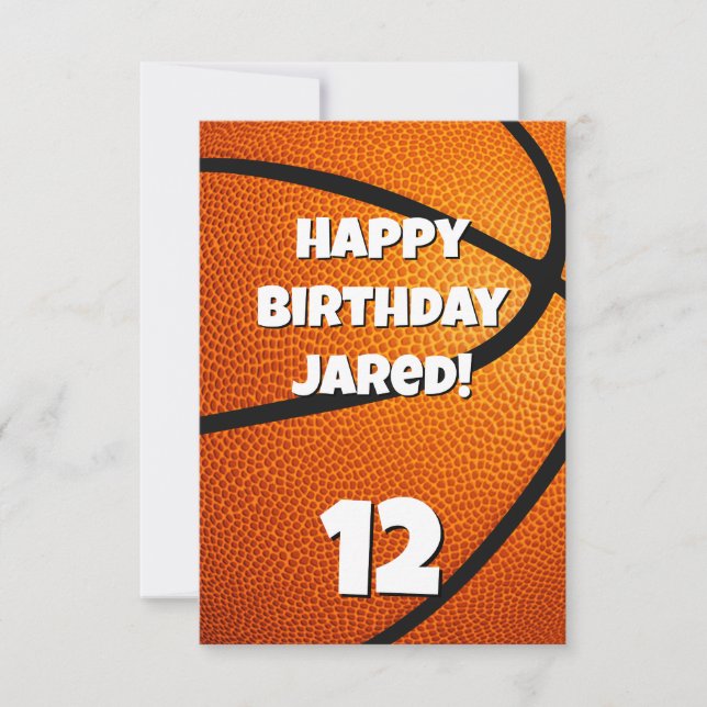 boys girls basketball happy birthday card (Front)