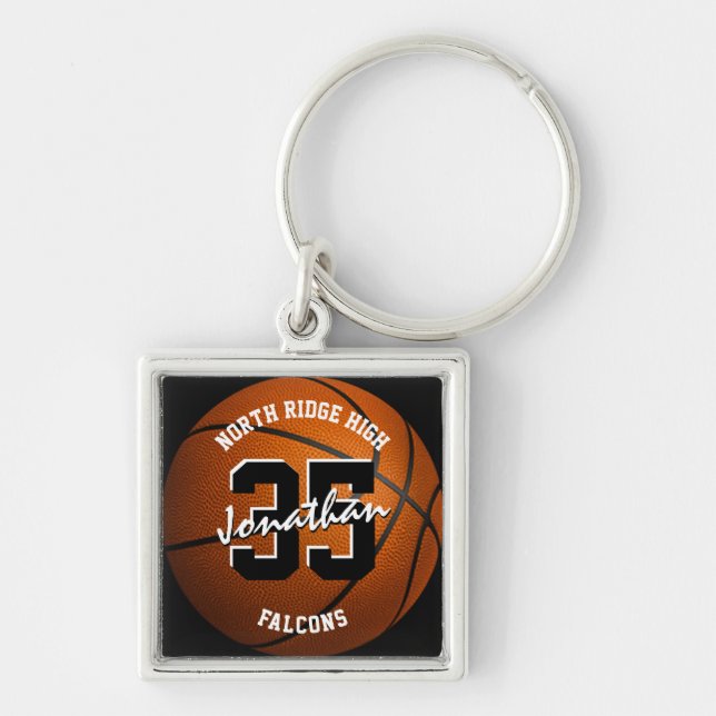 boys girls basketball keychain w team name (Front)