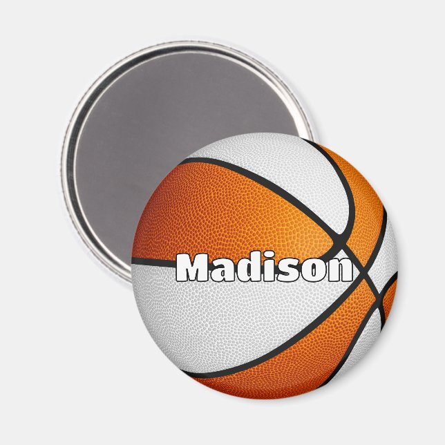 boys girls basketball orange team colours magnet (Front/Back)