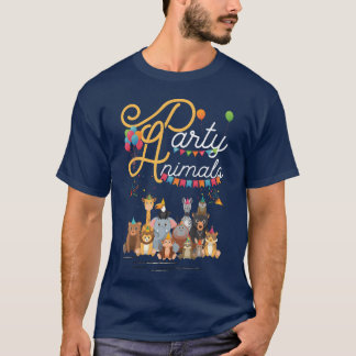 Boys Girls Birthday Animals Party boy T-Shirt
