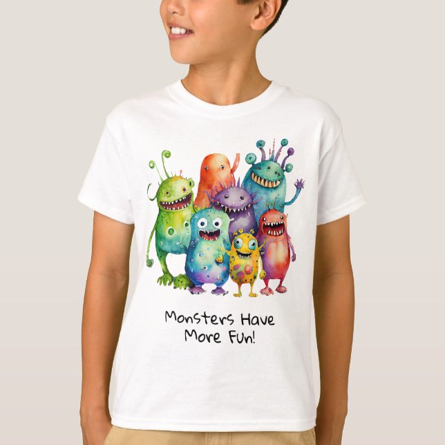 Boys & Girls Cute funny colourful kids monsters T-Shirt (Front)