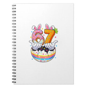 Boys Girls Easter Eggs Funny Bunny Six Seven 67 Me Notebook