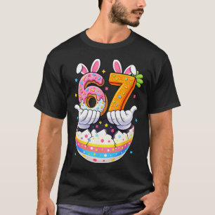 Boys Girls Easter Eggs Funny Bunny Six Seven 67 Me T-Shirt