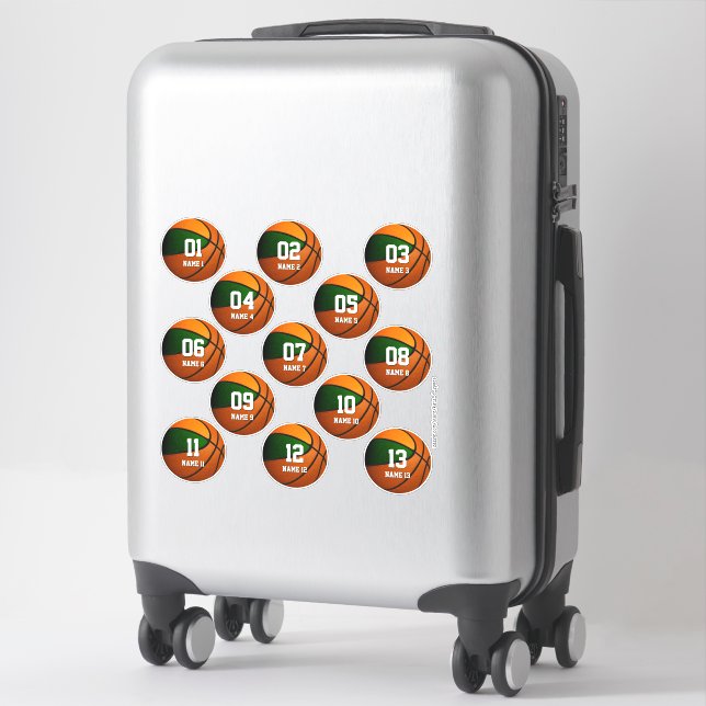 boys girls green orange basketball set of 13 (Suitcase)