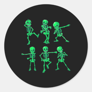 Boys Girls Kids Dancing Skeletons Dance Challenge Classic Round Sticker