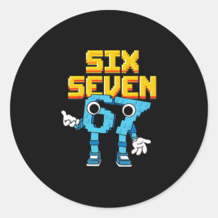 Boys Girls Kids Italian Brainrot Meme 67 Six Seven Classic Round Sticker