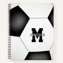 boys girls monogrammed soccer spiral