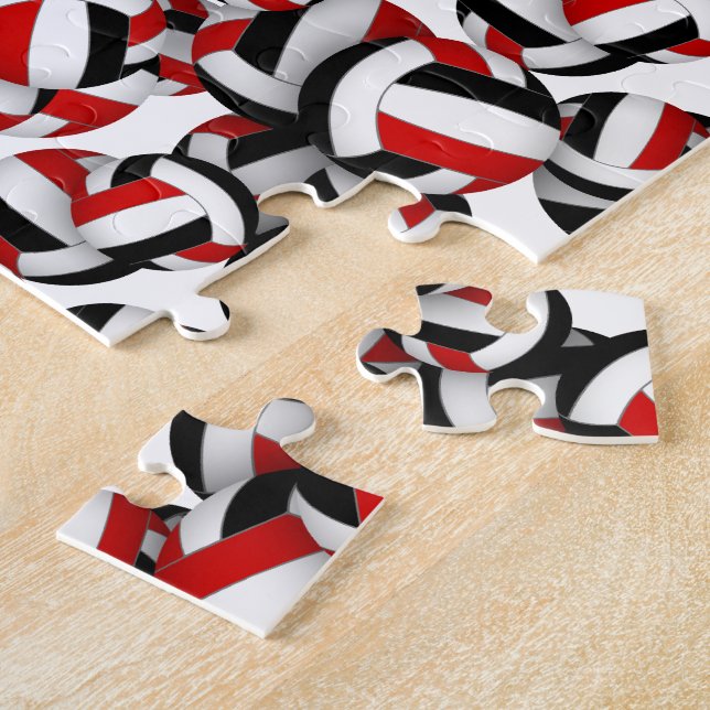 boys girls name red black volleyball team colours jigsaw puzzle (Side)