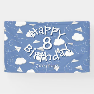 boys girls paper aeroplanes birthday banner