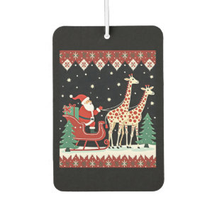 Boys Girls Santa Claus Riding Giraffe Sleigh Ugly Car Air Freshener