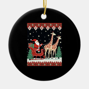 Boys Girls Santa Claus Riding Giraffe Sleigh Ugly Ceramic Tree Decoration