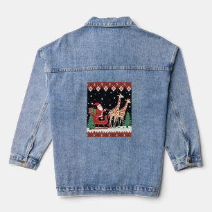 Boys Girls Santa Claus Riding Giraffe Sleigh Ugly Denim Jacket