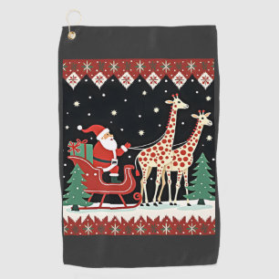 Boys Girls Santa Claus Riding Giraffe Sleigh Ugly Golf Towel