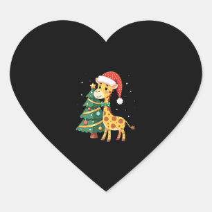 Boys Girls Santa Claus Riding Giraffe Sleigh Ugly  Heart Sticker