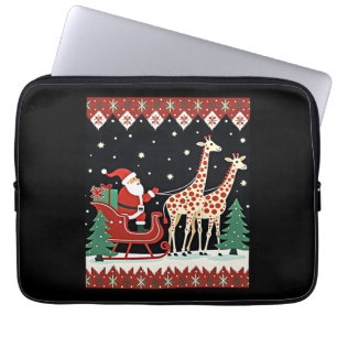 Boys Girls Santa Claus Riding Giraffe Sleigh Ugly  Laptop Sleeve