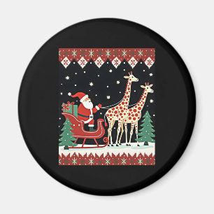 Boys Girls Santa Claus Riding Giraffe Sleigh Ugly  Magnet