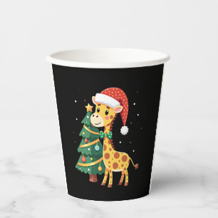 Boys Girls Santa Claus Riding Giraffe Sleigh Ugly  Paper Cups