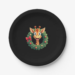 Boys Girls Santa Claus Riding Giraffe Sleigh Ugly Paper Plate