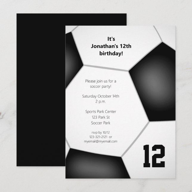 boys girls soccer birthday sports party invitation (Front/Back)
