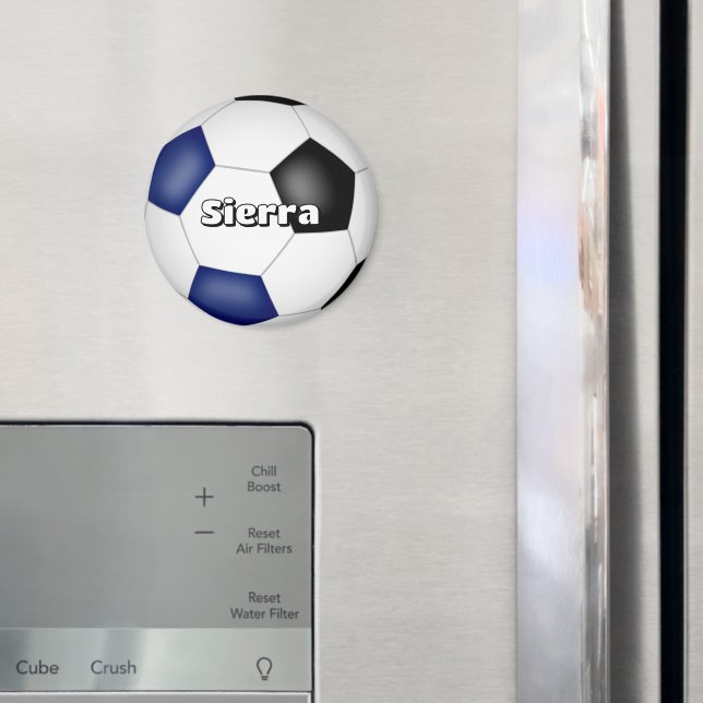 boys girls soccer blue black team colours magnet (In Situ (Fridge))