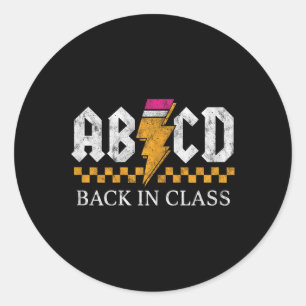 Boys Girls Teachers Rock Back To School Abcd Back Classic Round Sticker