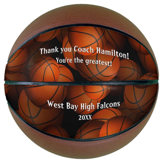 boys girls thank you coach commemorative basketball (Front)