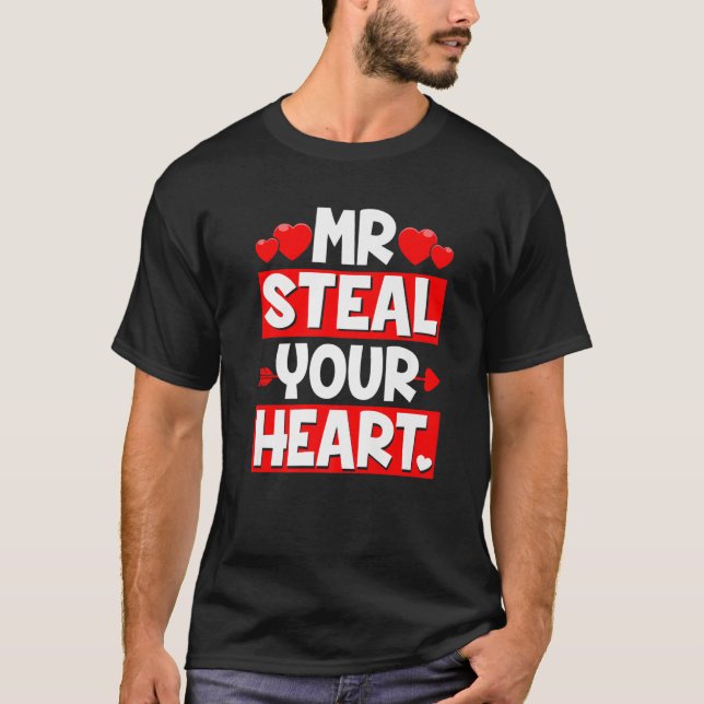 Boys Girls Valentine's Day Mr Steal Your Heart Men T-Shirt (Front)