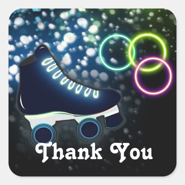 Boys Glow Roller Skate Birthday Party Sticker (Front)