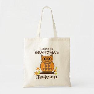 Boys Going to Grandma Overnight Bag- Owl Tote Bag