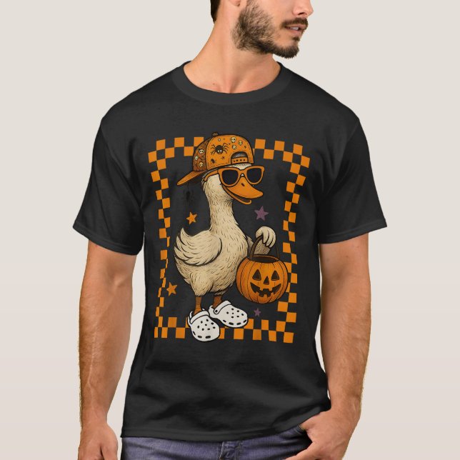 Boys Goose Halloween Spooky Goosey Silly Goose Pum T-Shirt (Front)