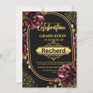 Boys Graduation Invitation Card 2026 Elegant Bla
