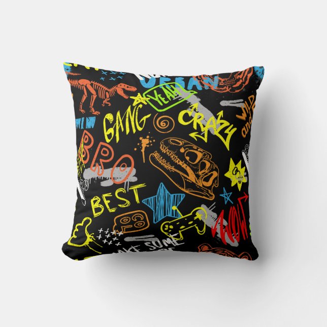Boys' Graffiti: Hand Drawn Coolness Cushion (Front)