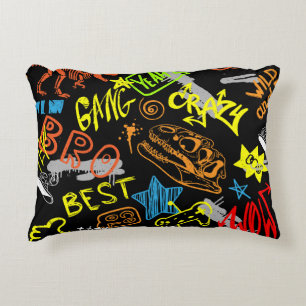 Boys' Graffiti: Hand Drawn Coolness Decorative Cushion
