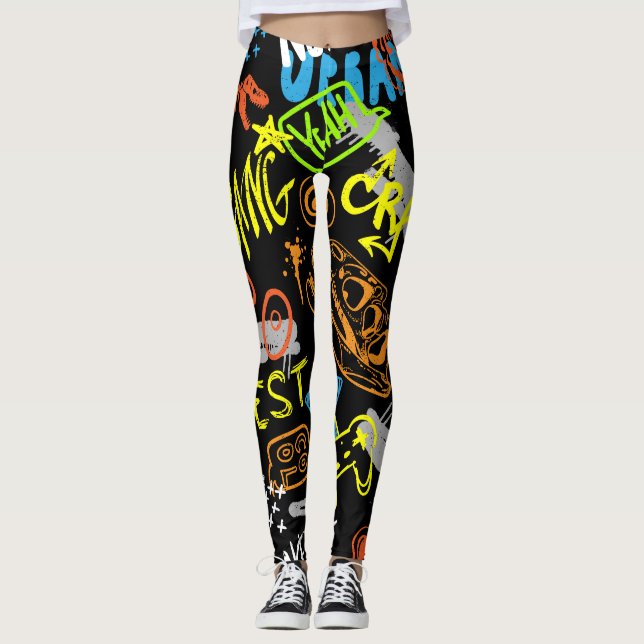 Boys' Graffiti: Hand Drawn Coolness Leggings (Front)
