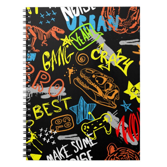 Boys' Graffiti: Hand Drawn Coolness Notebook (Front)