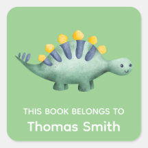  Boys Green Dinosaur and Name School Books