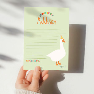 Boys Green Goose First Birthday Time Capsule Cards