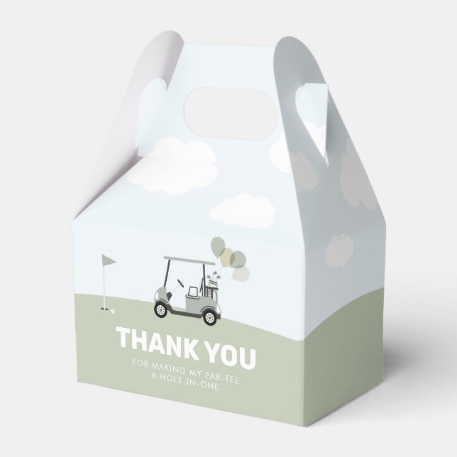 Boys' Green Hole-In-One Golf 1st Birthday Favour Box (Front Side)