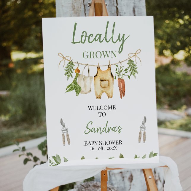 Boys Green Locally Grown Baby Shower Welcome Sign (Locally Grown Baby Shower Welcome Sign, Locally Grown Sign, Rustic Farm Locally Grown Baby Shower)
