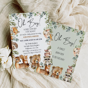 Boys Greenery Woodland Baby Shower Invitation