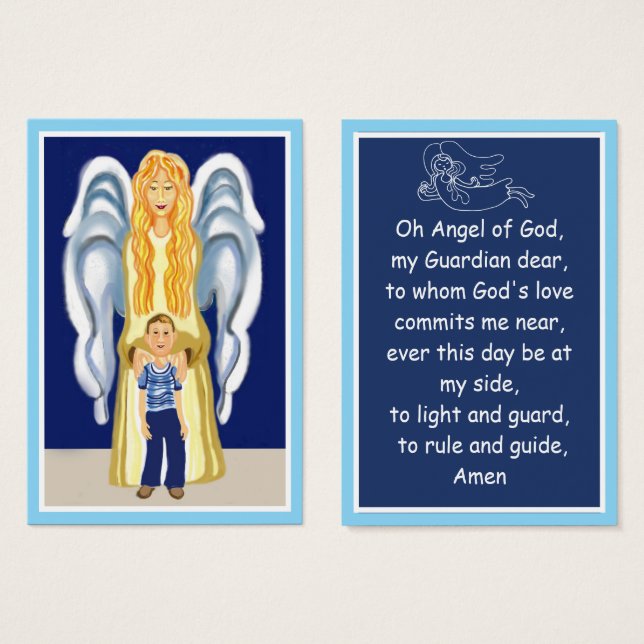 Boy's Guardian Angel prayer card (Front & Back)