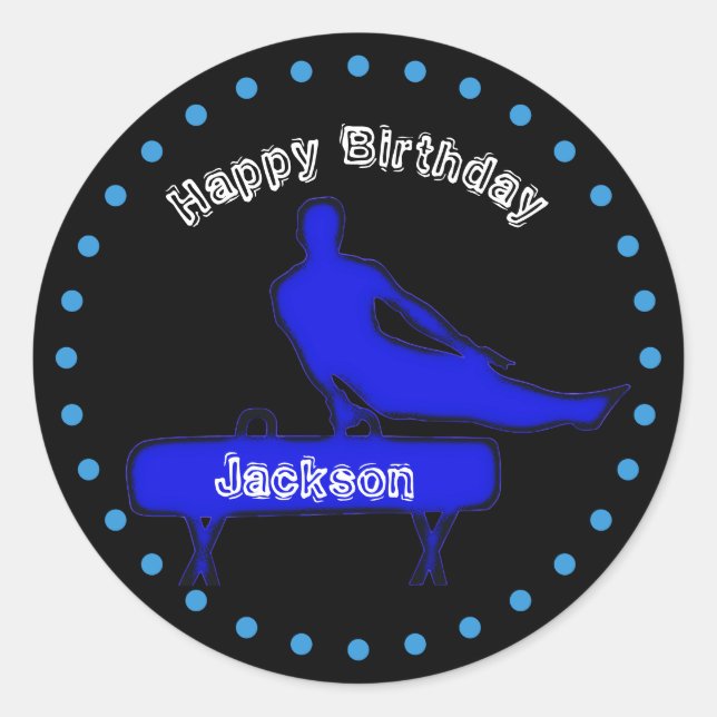 Boys Gymnastics Birthday Party   Classic Round Sticker (Front)
