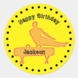 Boys Gymnastics Birthday Party   Classic Round Sticker