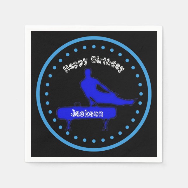 Boys Gymnastics Birthday Party Paper Plates Napkin (Front)