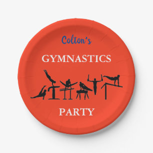 Boys Gymnastics Birthday Party Plates w/ His Name