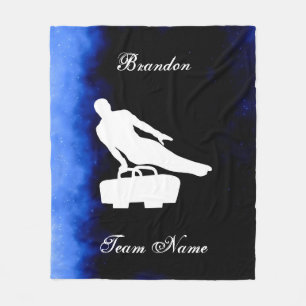 Boys Gymnastics Black, Blue, White w/ Team Name  Fleece Blanket