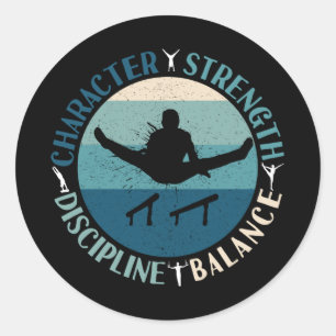 Boys Gymnastics Character Strength Discipline Classic Round Sticker