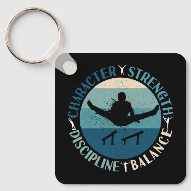 Boys Gymnastics Character Strength Discipline Key Ring (Front)