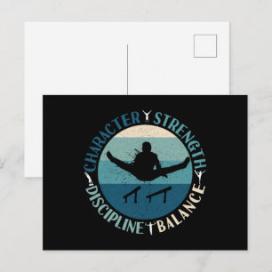 Boys Gymnastics Character Strength Discipline Postcard