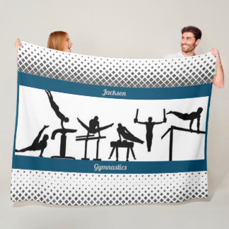 Boys Gymnastics Fleece Blanket w/ His Name